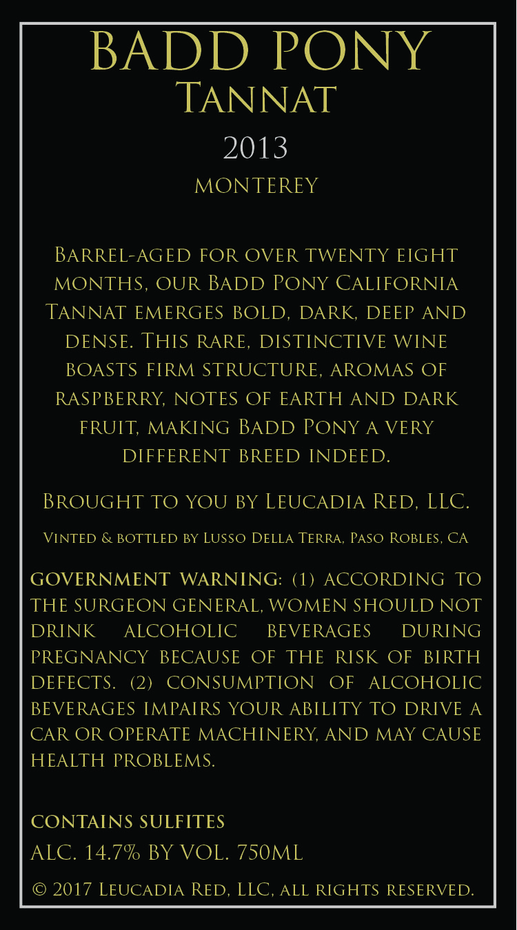 Badd Pony Back Label