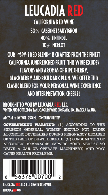 Leucadia Red The Spy’s Red Blend California back